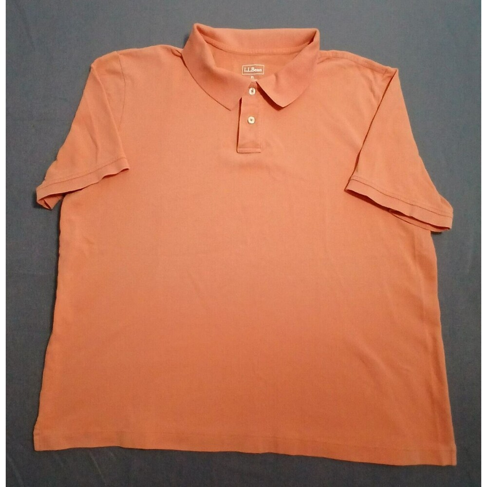 L.L. Bean Polo Shirt Men 1X Orange 100% Cotton Short Sleeve